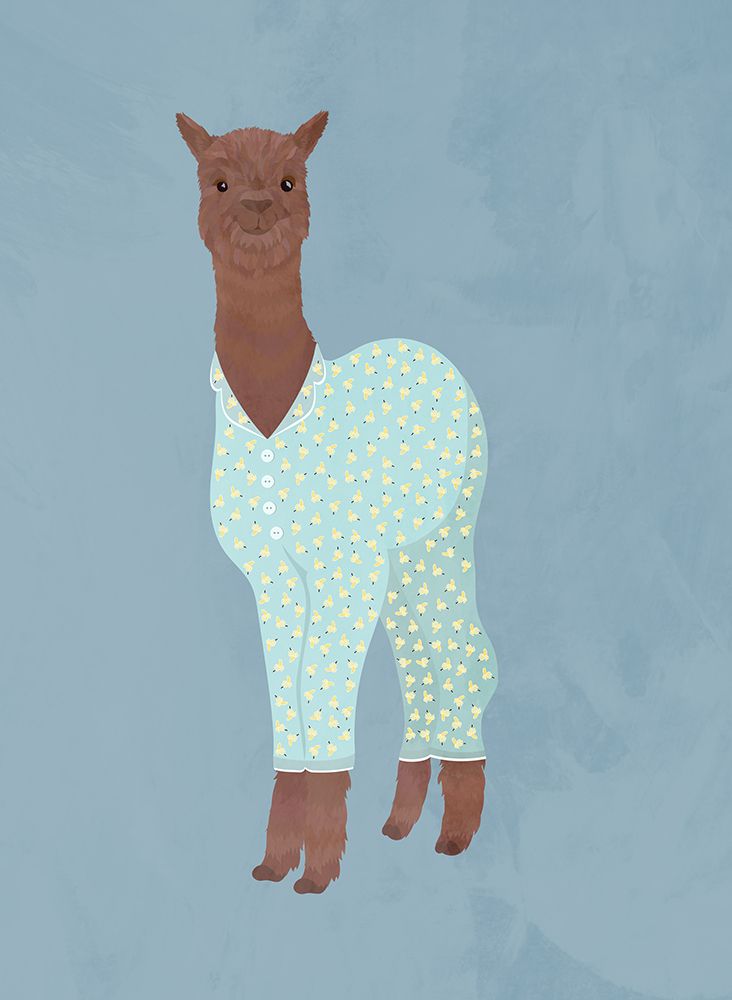 Llama In Pjs Banana Blue art print by Sarah Manovski for $57.95 CAD