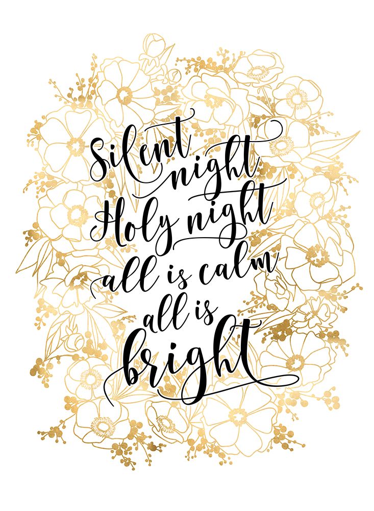 Silent Night With Gold Flowers art print by Rosana Laiz Blursbyai for $57.95 CAD