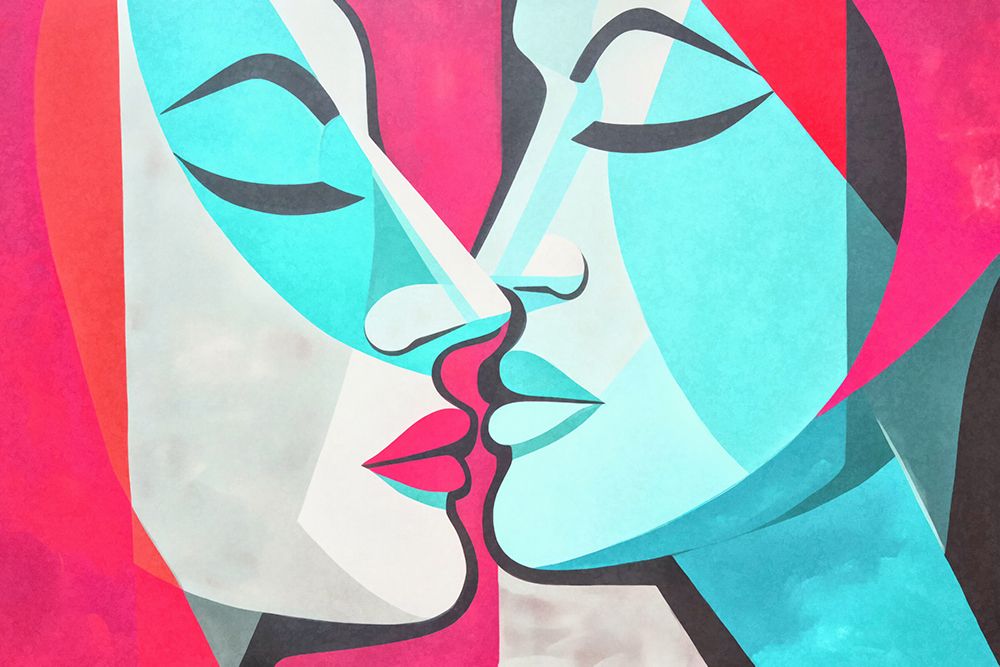 A Kiss Pink Teal art print by Andrea Haase for $57.95 CAD