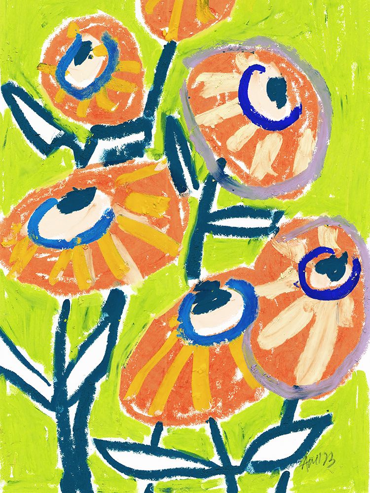 Dahlias Orange art print by Ania Zwara for $57.95 CAD