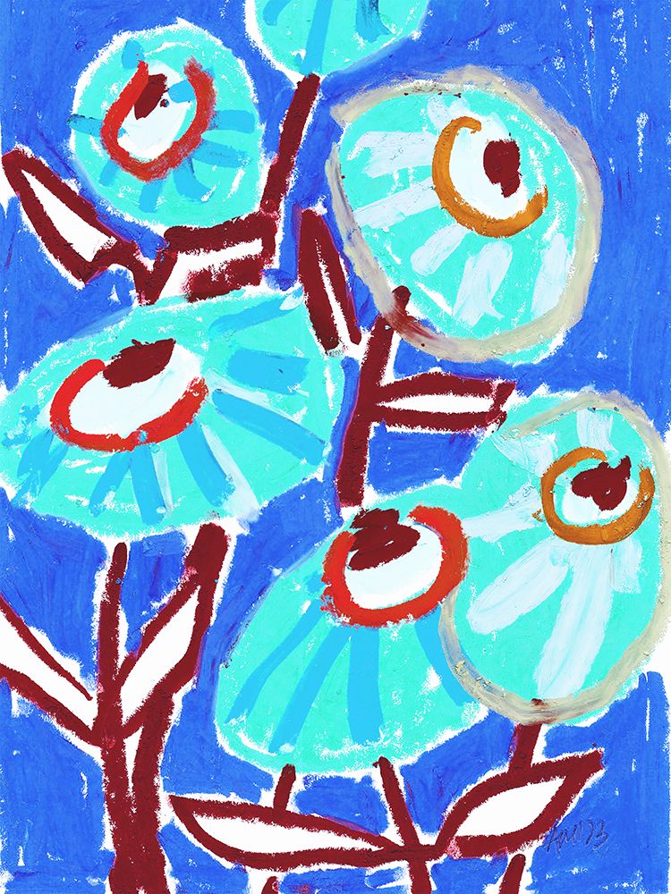 Dahlias Blue art print by Ania Zwara for $57.95 CAD