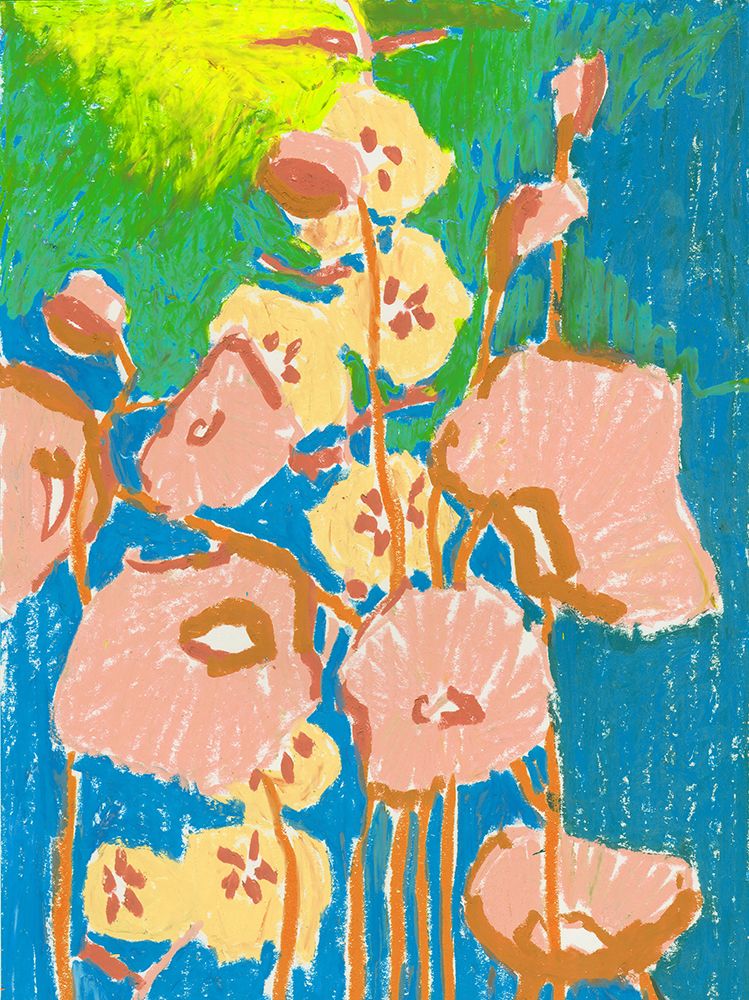 Peach Poppies On Blue art print by Ania Zwara for $57.95 CAD