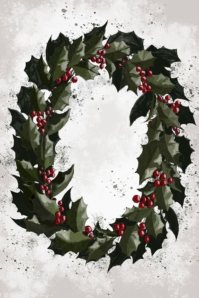 Splatters Holly Wreath art print by Rosana Laiz Blursbyai for $57.95 CAD