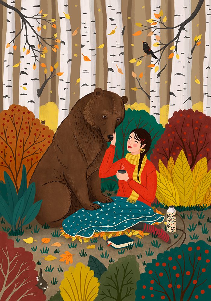 Picnic with a Bear art print by Petra Holikova for $57.95 CAD