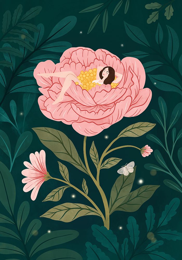 Peony Girl art print by Petra Holikova for $57.95 CAD