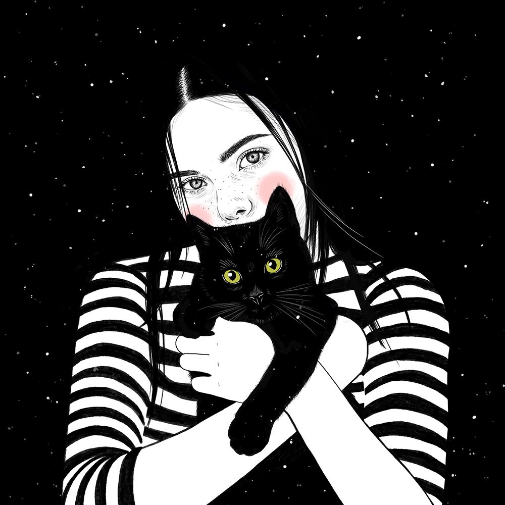 Black Cat art print by Petra Holikova for $57.95 CAD