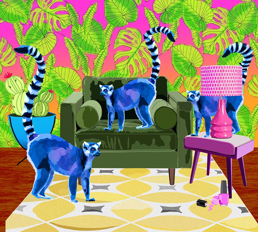 Lemurs in the House art print by Lynnda Rakos for $57.95 CAD