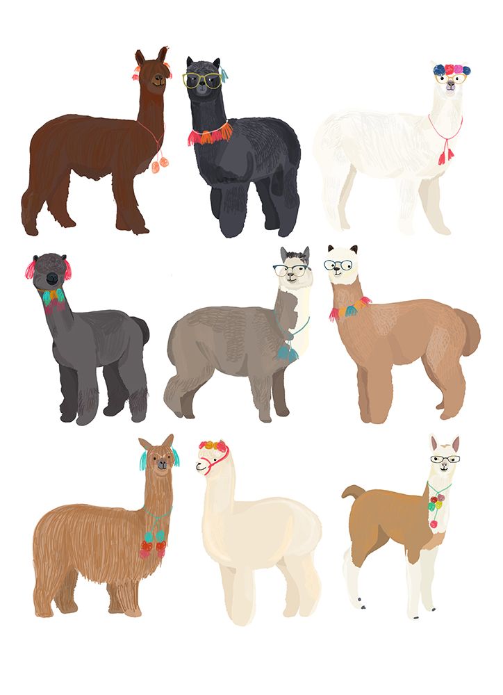 Standing Lamas In Glasses art print by Hanna Melin for $57.95 CAD