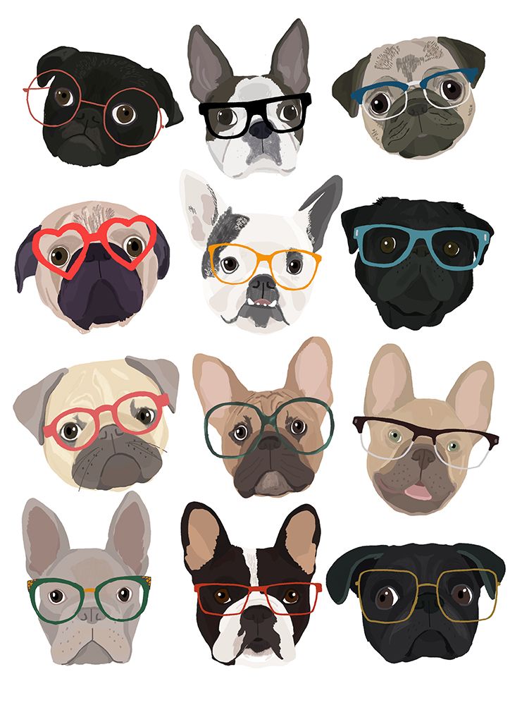 Pugs In Glasses art print by Hanna Melin for $57.95 CAD