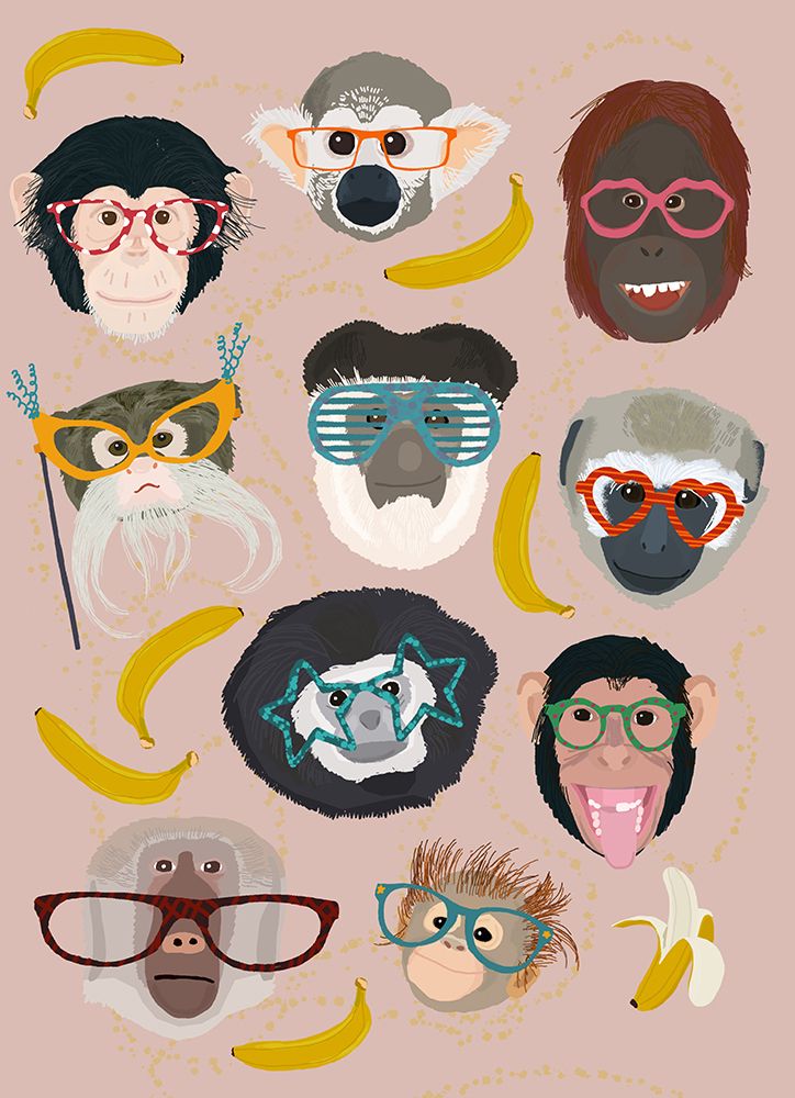 Monkey In Glasses Print art print by Hanna Melin for $57.95 CAD