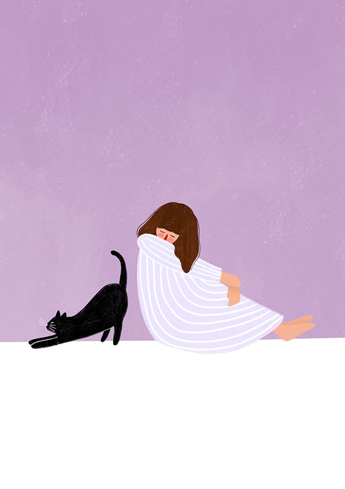 Girl and Cat art print by Bea Muller for $57.95 CAD