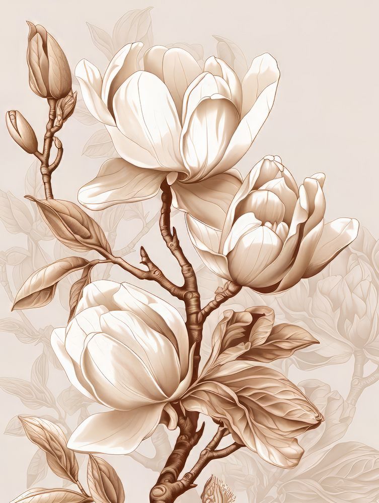 Beige Flowers 2 art print by Bilge Paksoylu for $57.95 CAD