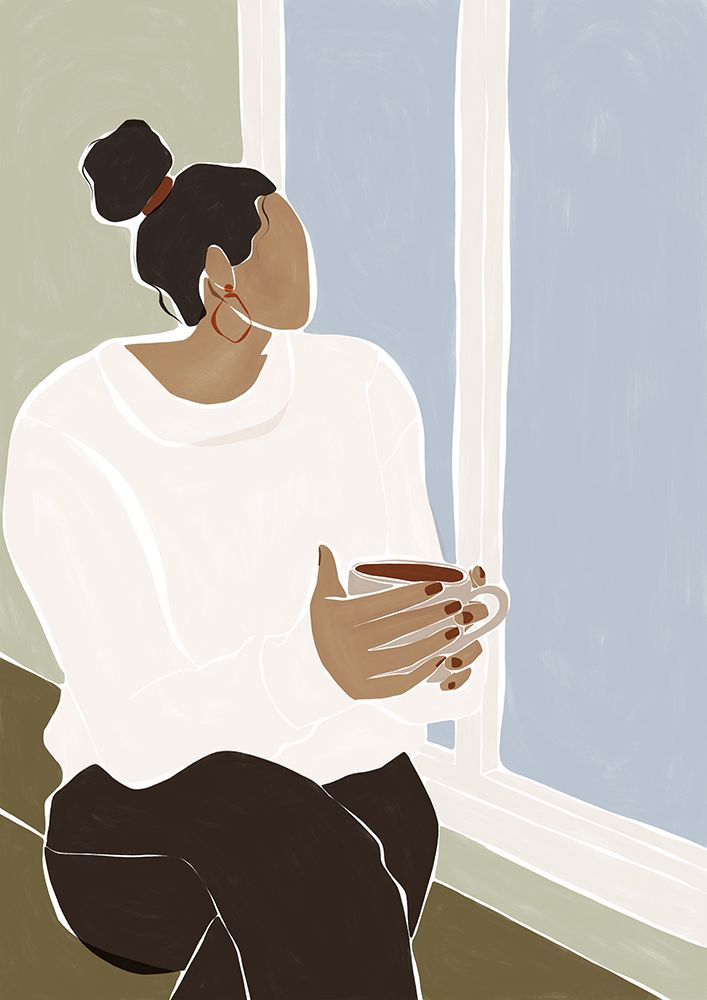 Woman Enjoying A Cup Of Tea Art Print art print by Ivy Green Illustrations for $57.95 CAD
