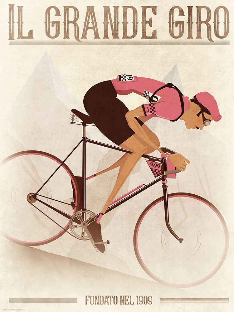 Vintage Style Giro Ditalia Cyclist On a Bike art print by Wyatt 9 for $57.95 CAD