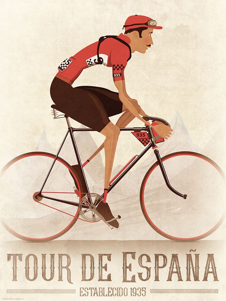 Vintage La Vuelta Cyclist On Bike art print by Wyatt 9 for $57.95 CAD