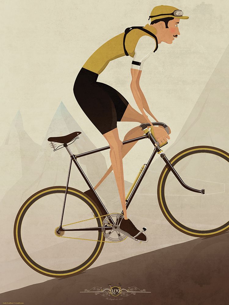 Vintage Uphill Cyclist On Bike art print by Wyatt 10 for $57.95 CAD