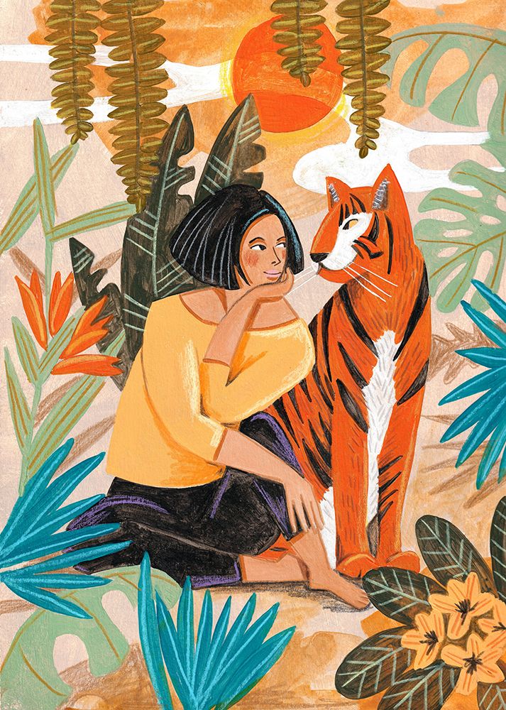 Woman With Tiger art print by Caroline Bonne Muller for $57.95 CAD