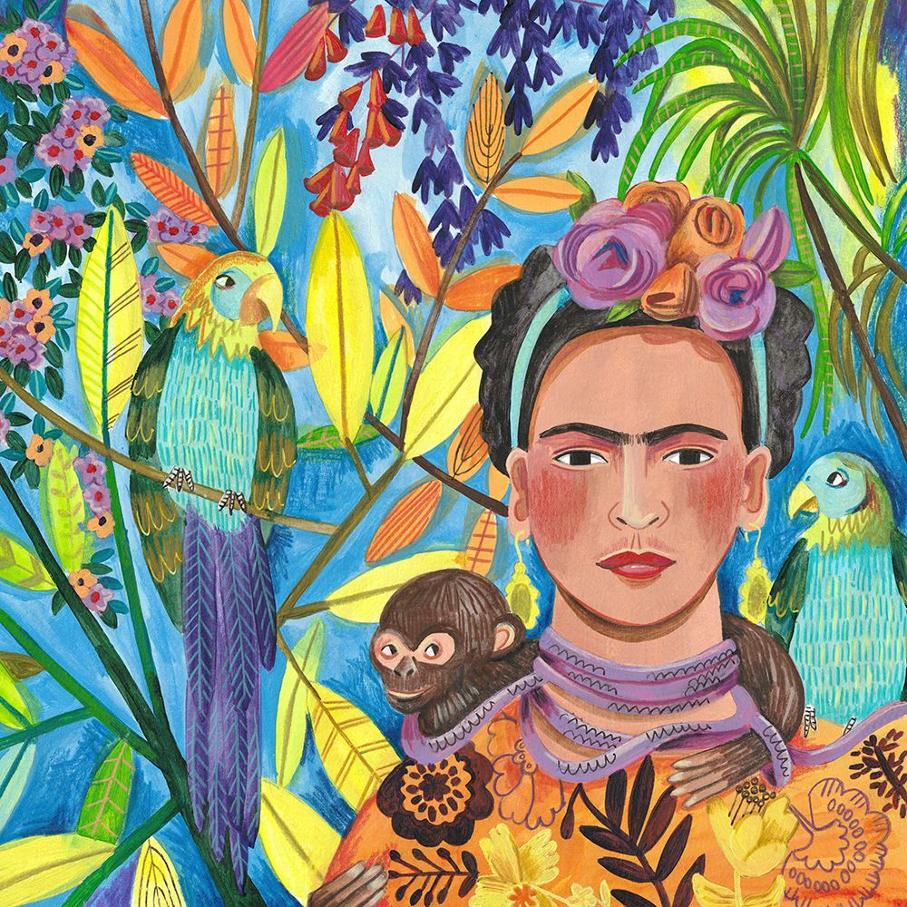 Frida And Her Parrots art print by Caroline Bonne Muller for $57.95 CAD