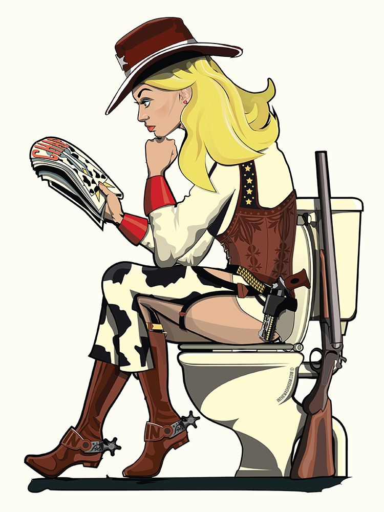 Cowgirl On the Toilet art print by In The Washroom for $57.95 CAD