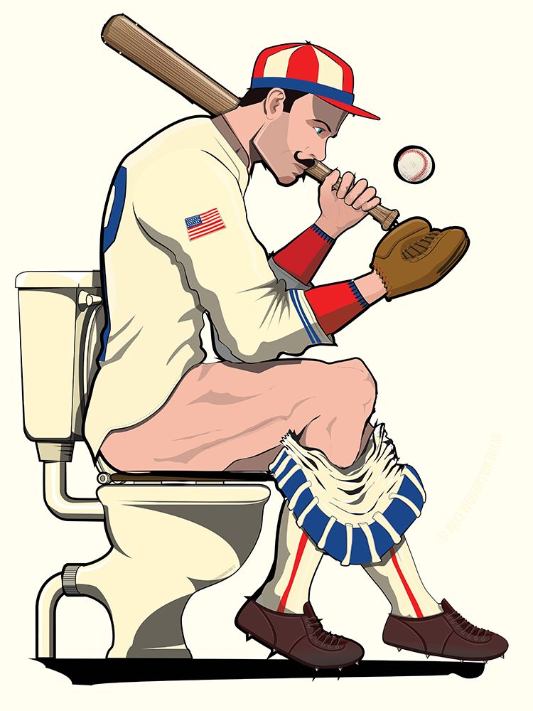 American Baseball Player On the Toilet art print by In The Washroom for $57.95 CAD