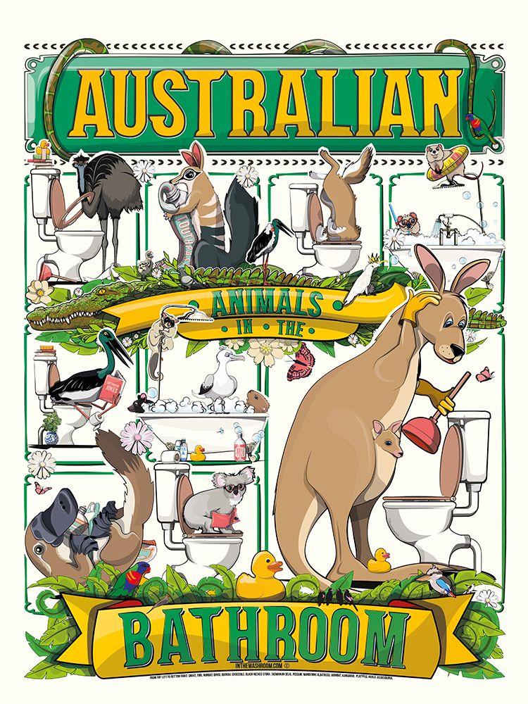 Australian Animals In the Bathroom art print by In The Washroom for $57.95 CAD