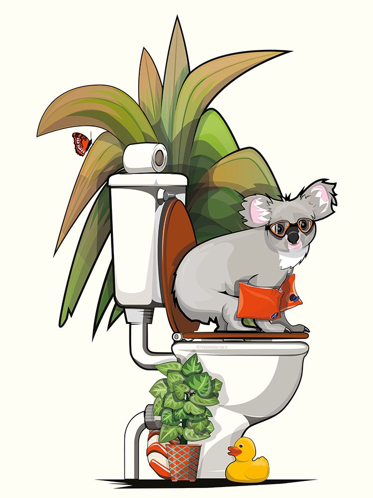 Australian Koala On the Toilet art print by In The Washroom for $57.95 CAD