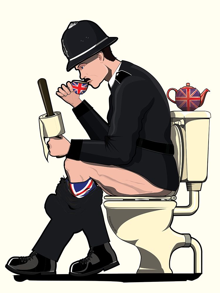 British Policeman On The Toilet art print by In The Washroom for $57.95 CAD