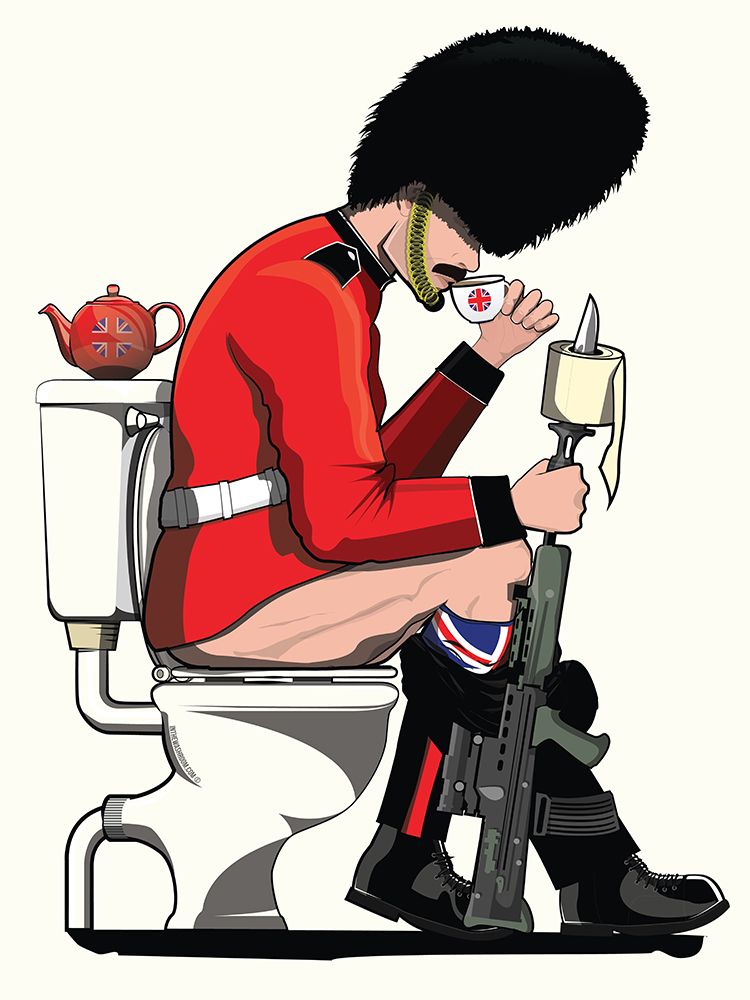 British Soldier On The Toilet art print by In The Washroom for $57.95 CAD