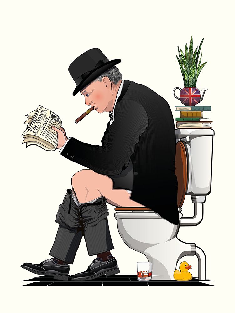 Winston Churchill On Toilet art print by In The Washroom for $57.95 CAD