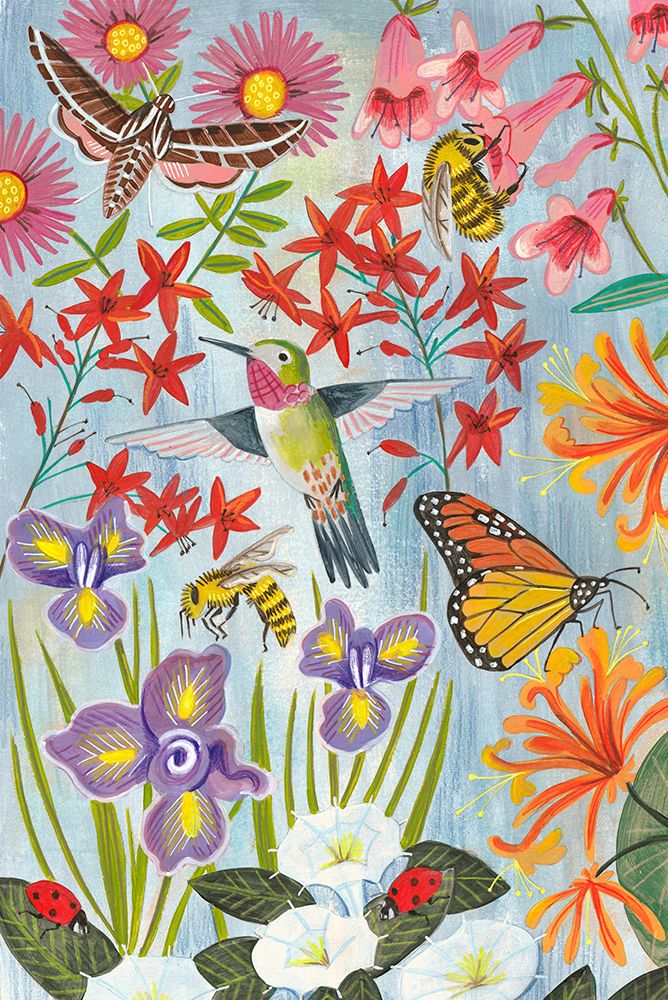Pollinators and flowers art print by Caroline Bonne Muller for $57.95 CAD