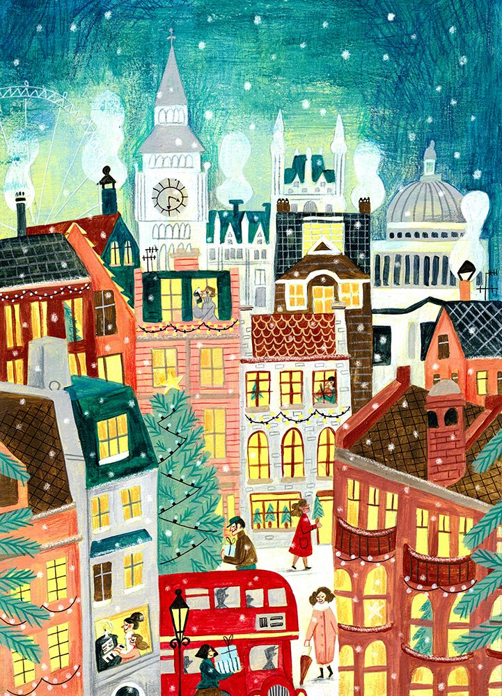 Christmas London In The Snow art print by Caroline Bonne Muller for $57.95 CAD