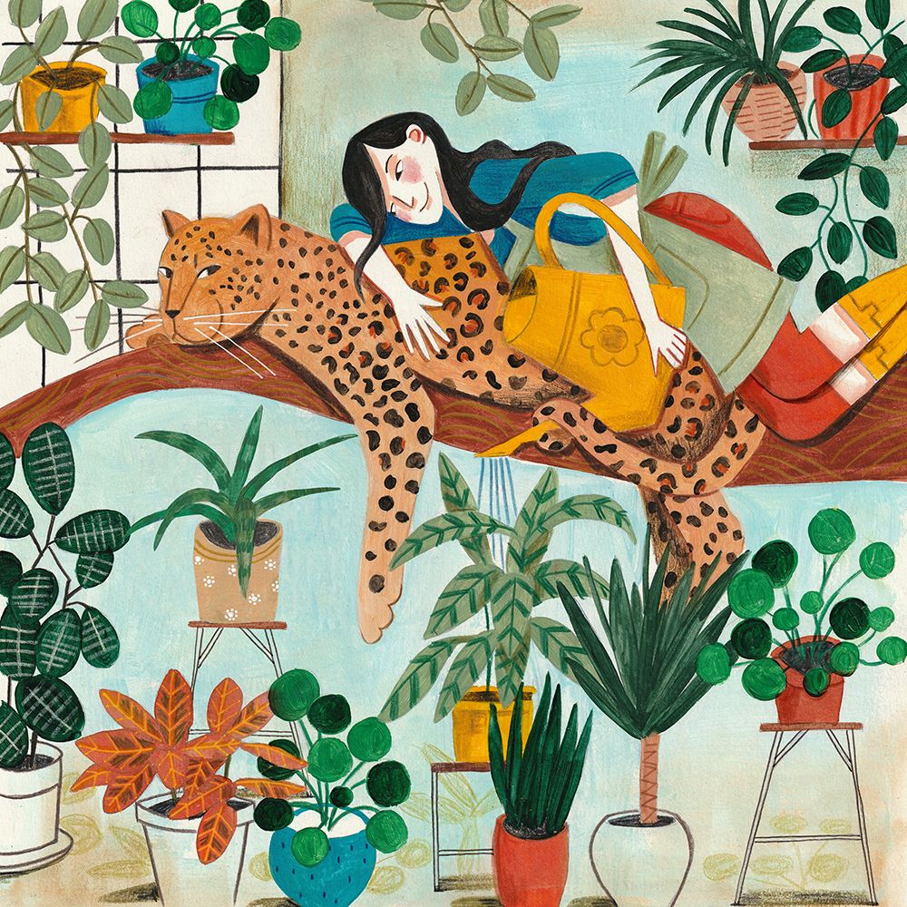 Leopard And Gardening art print by Caroline Bonne Muller for $57.95 CAD