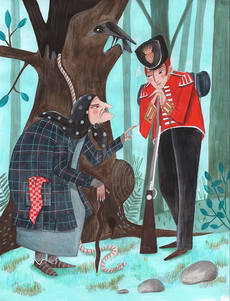 Fairy Tale Soldier And The Witch art print by Caroline Bonne Muller for $57.95 CAD
