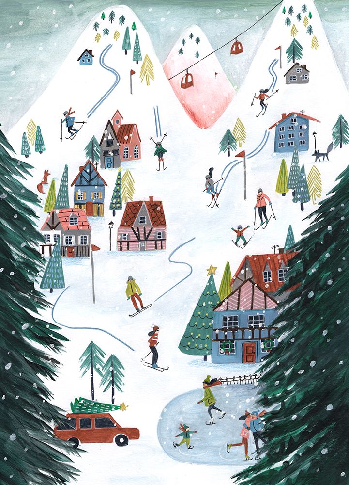 Nordic Skiing In The Mountains At Christmas art print by Caroline Bonne Muller for $57.95 CAD