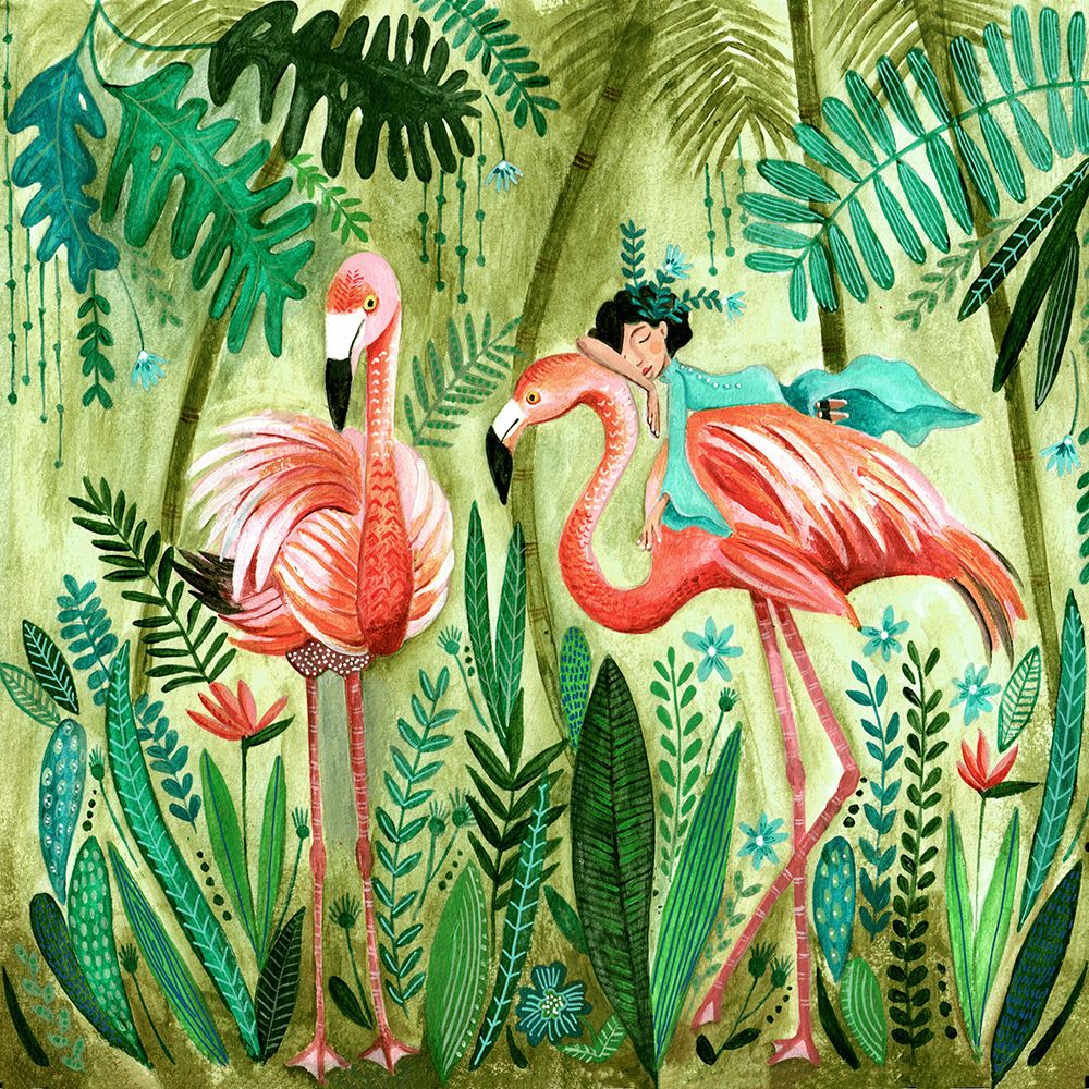 Flamingo jungle art print by Caroline Bonne Muller for $57.95 CAD
