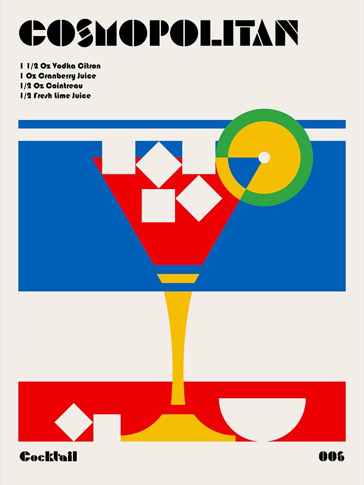 Cosmopolitan Bauhaus Cocktail art print by Retrodrome for $57.95 CAD