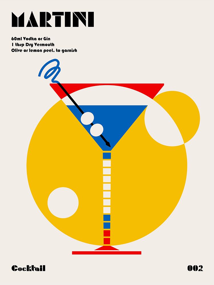 Martini Bauhaus Cocktail art print by Retrodrome for $57.95 CAD