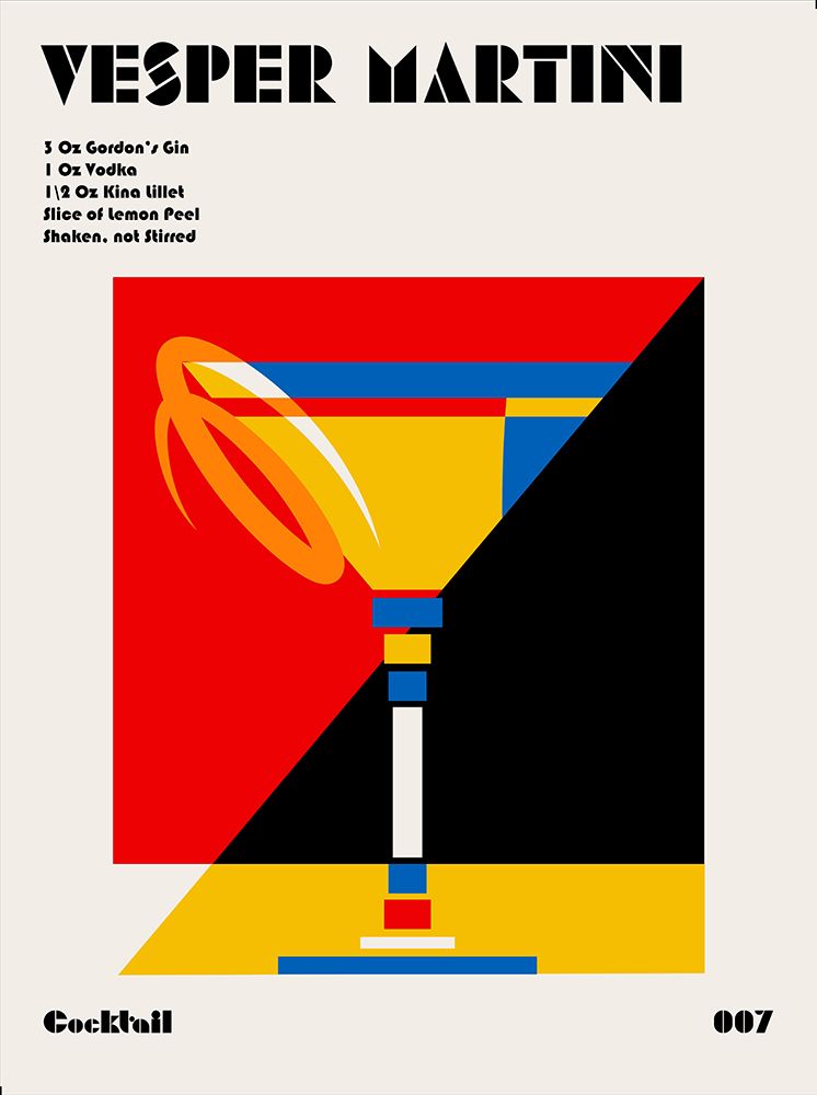 Vesper Martini Bauhaus Cocktail art print by Retrodrome for $57.95 CAD