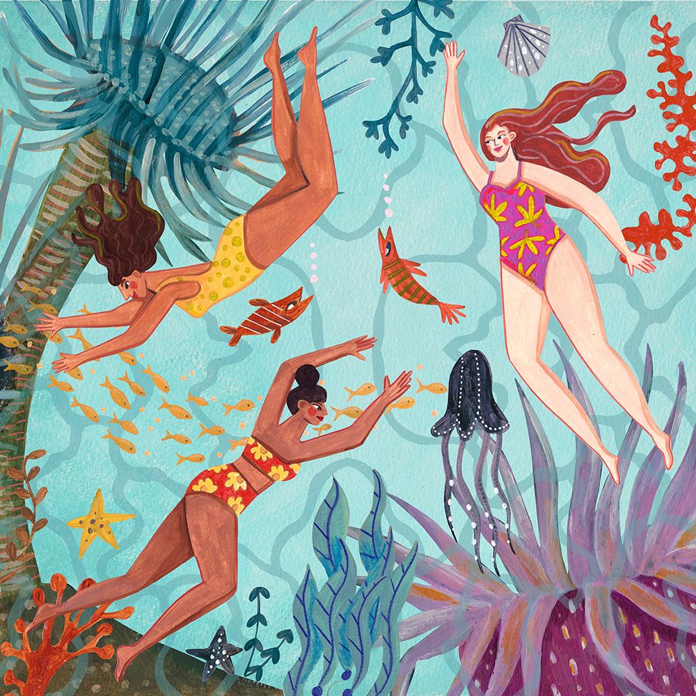 Swimming In The Ocean art print by Caroline Bonne Muller for $57.95 CAD