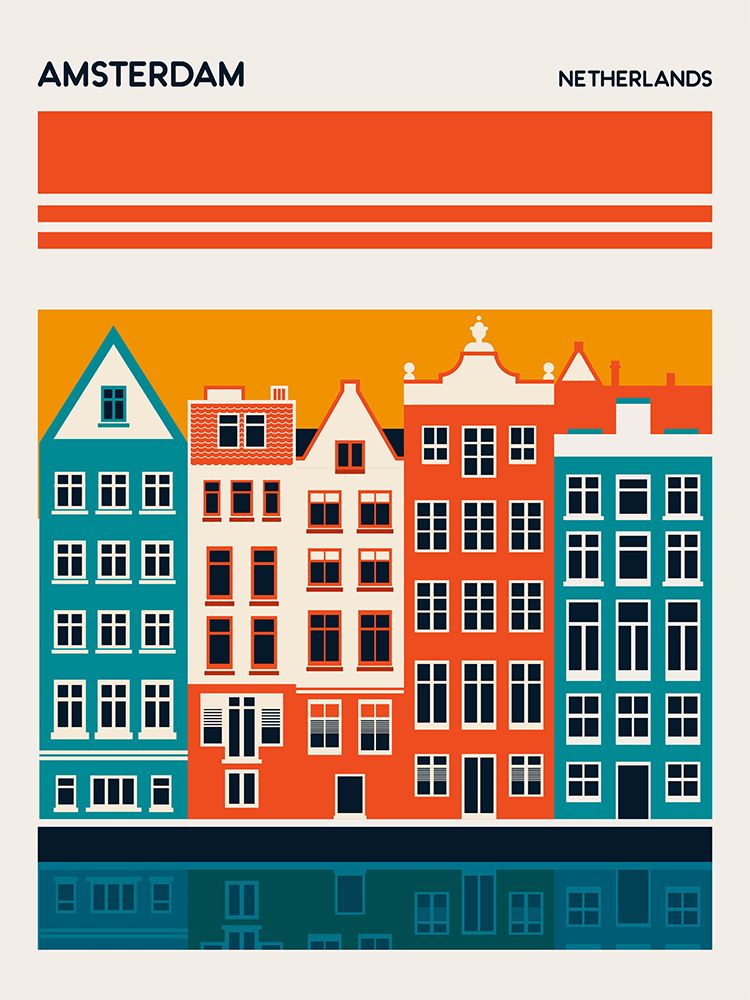 Amsterdam Travel Poster art print by Retrodrome for $57.95 CAD