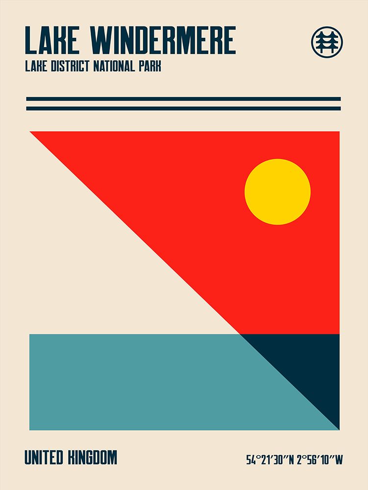 Lake Windermere Lake District National Park Travel Poster art print by Retrodrome for $57.95 CAD