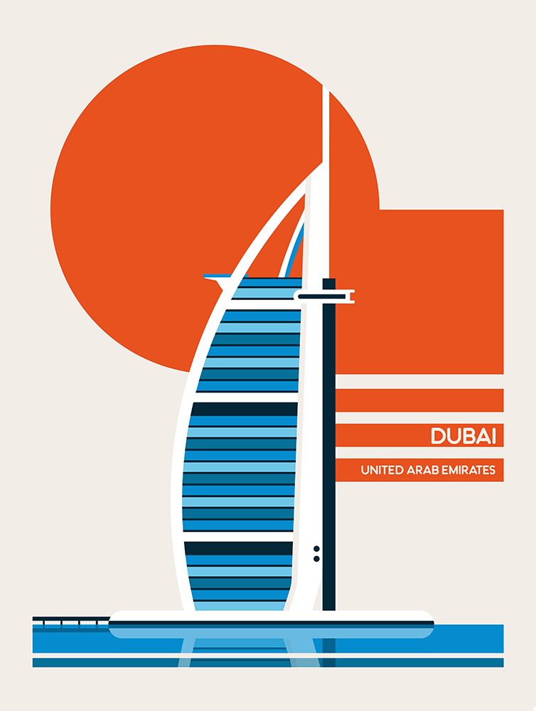Dubai Burj Al Arab Minimalist Retro Travel Print art print by Retrodrome for $57.95 CAD