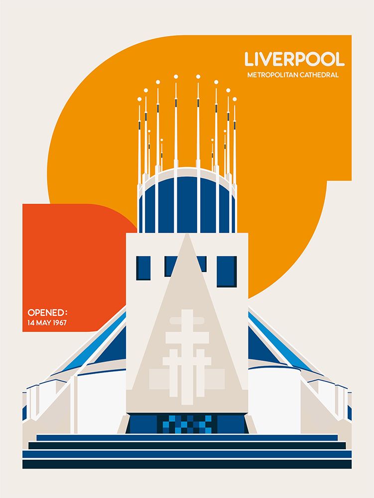 Liverpool Metropolitan Cathedral Retro Architecture Print art print by Retrodrome for $57.95 CAD