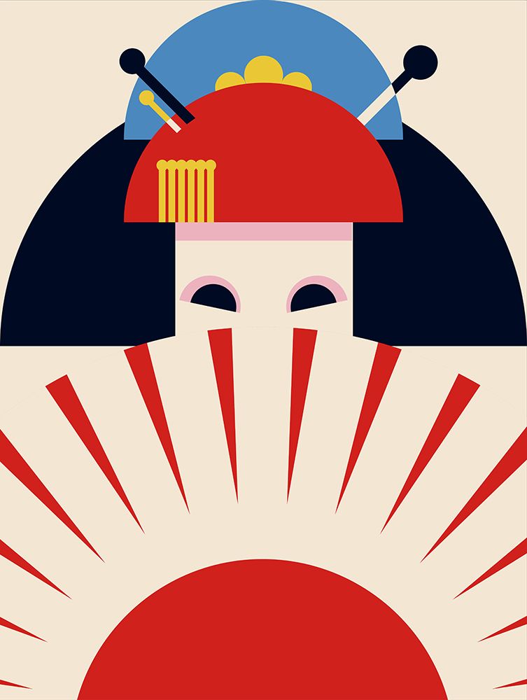 Geisha Girl Retro Minimalist Design art print by Retrodrome for $57.95 CAD