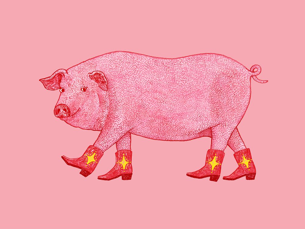 Marjorie The Cowgirl Pig art print by Anyone Can Yeehaw for $57.95 CAD