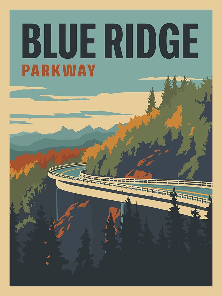 Blue Ridge Parkway Travel Print art print by Retrodrome for $57.95 CAD