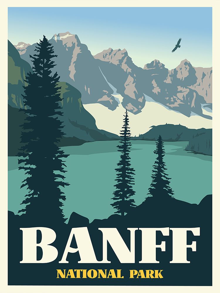 Banff National Park Travel Print art print by Retrodrome for $57.95 CAD