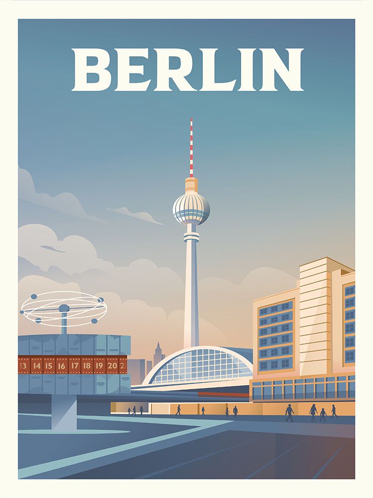 Berlin Cityscape Travel Print art print by Retrodrome for $57.95 CAD