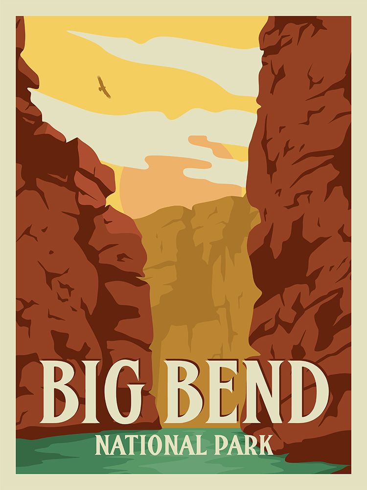 Big Bend National Park Travel Print art print by Retrodrome for $57.95 CAD