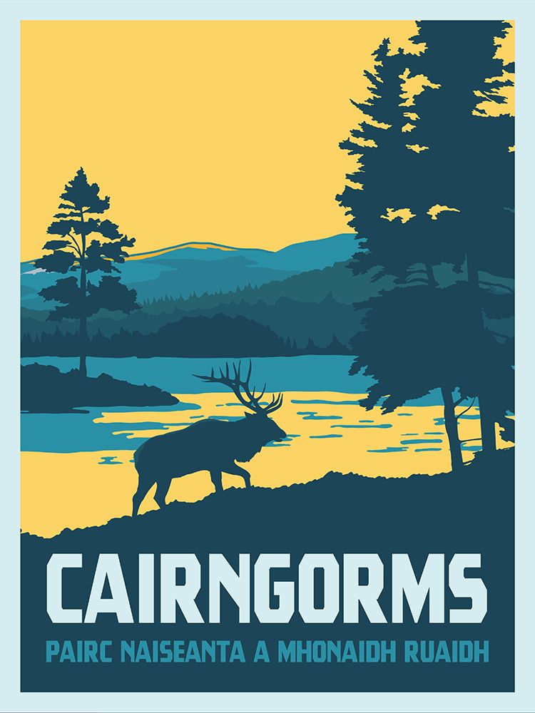 Cairngorms National Park Travel Print art print by Retrodrome for $57.95 CAD